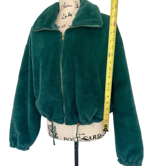 BE FORE DAWN COAT JACKET FULL ZIP  MOCK NECK SZ 8 EMERALD GREEN FAUX FUR COZY - Picture 11 of 15